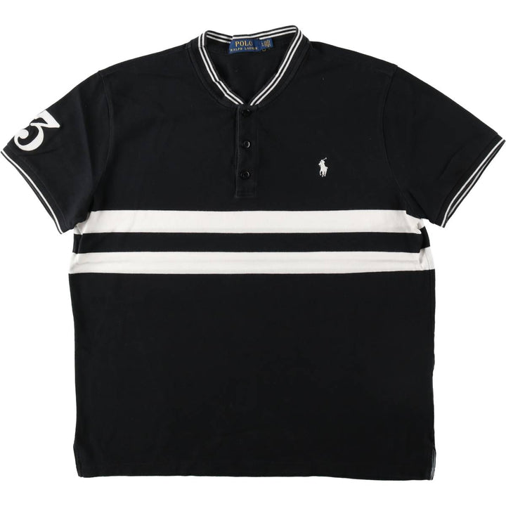 Ralph Lauren POLO RALPH LAUREN Henley neck short-sleeved logo T-shirt, men's size L (approx.) cotton black type Vintage Second Hand