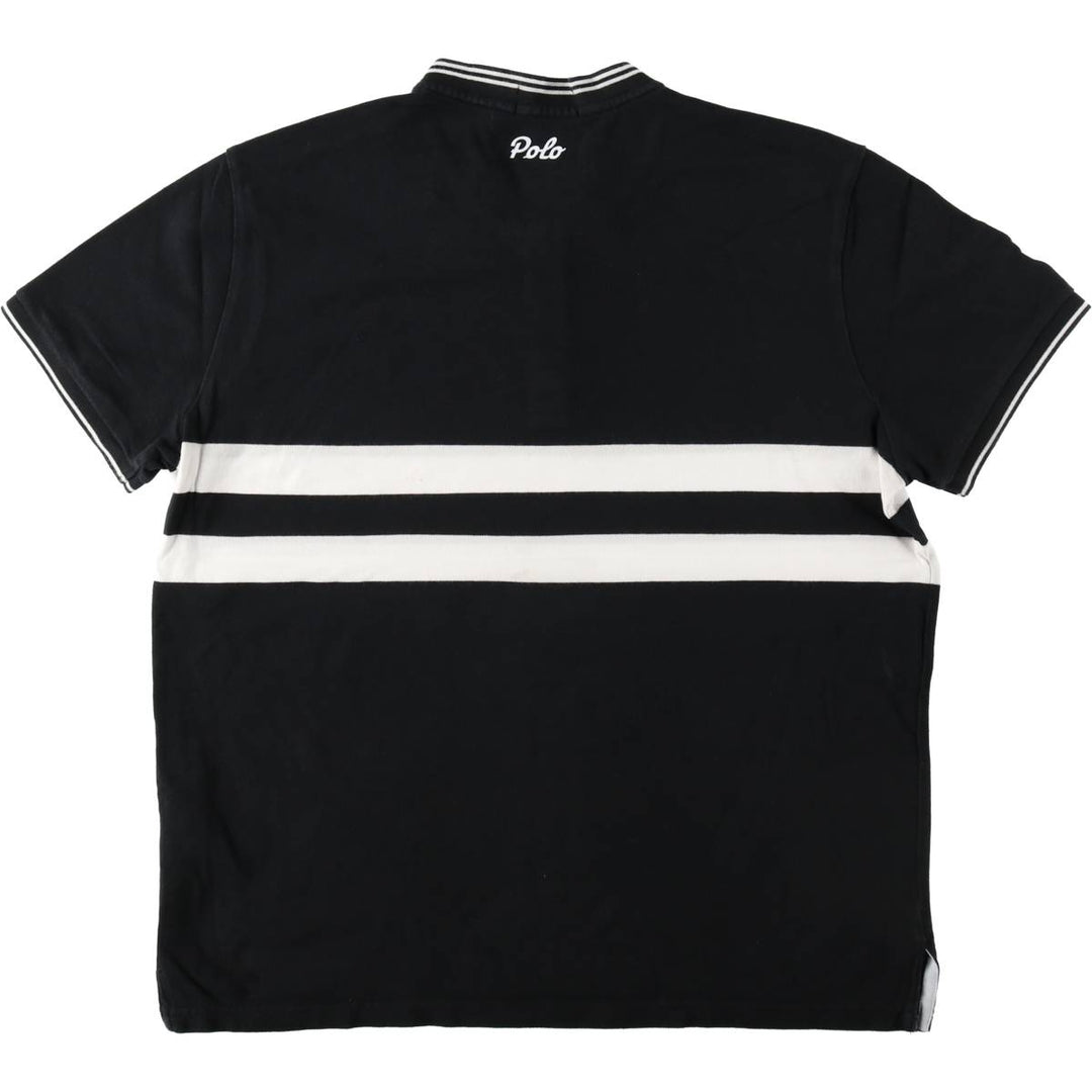 Ralph Lauren POLO RALPH LAUREN Henley neck short-sleeved logo T-shirt, men's size L (approx.) cotton black type Vintage Second Hand