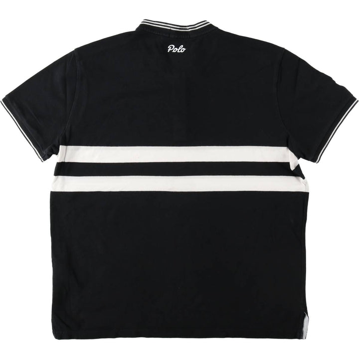 Ralph Lauren POLO RALPH LAUREN Henley neck short-sleeved logo T-shirt, men's size L (approx.) cotton black type Vintage Second Hand