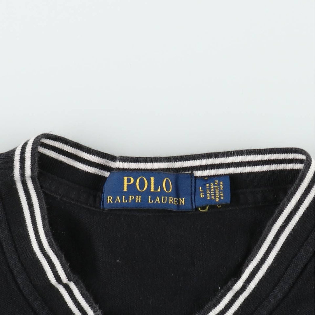 Ralph Lauren POLO RALPH LAUREN Henley neck short-sleeved logo T-shirt, men's size L (approx.) cotton black type Vintage Second Hand