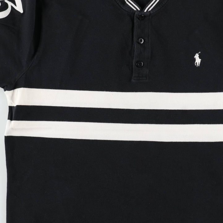Ralph Lauren POLO RALPH LAUREN Henley neck short-sleeved logo T-shirt, men's size L (approx.) cotton black type Vintage Second Hand