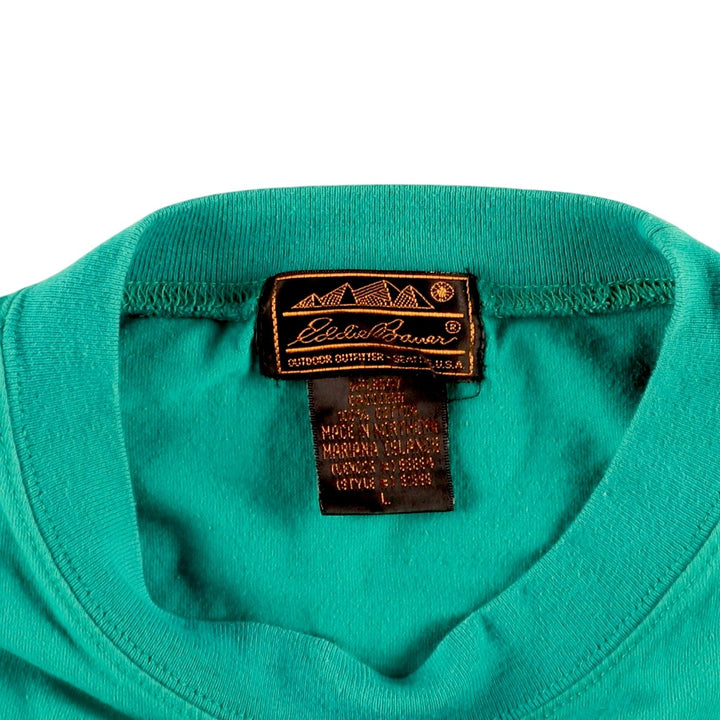 90'S Eddie Bauer short-sleeved T-shirt, men's size L (approx.), vintage. cotton green type Vintage Second Hand