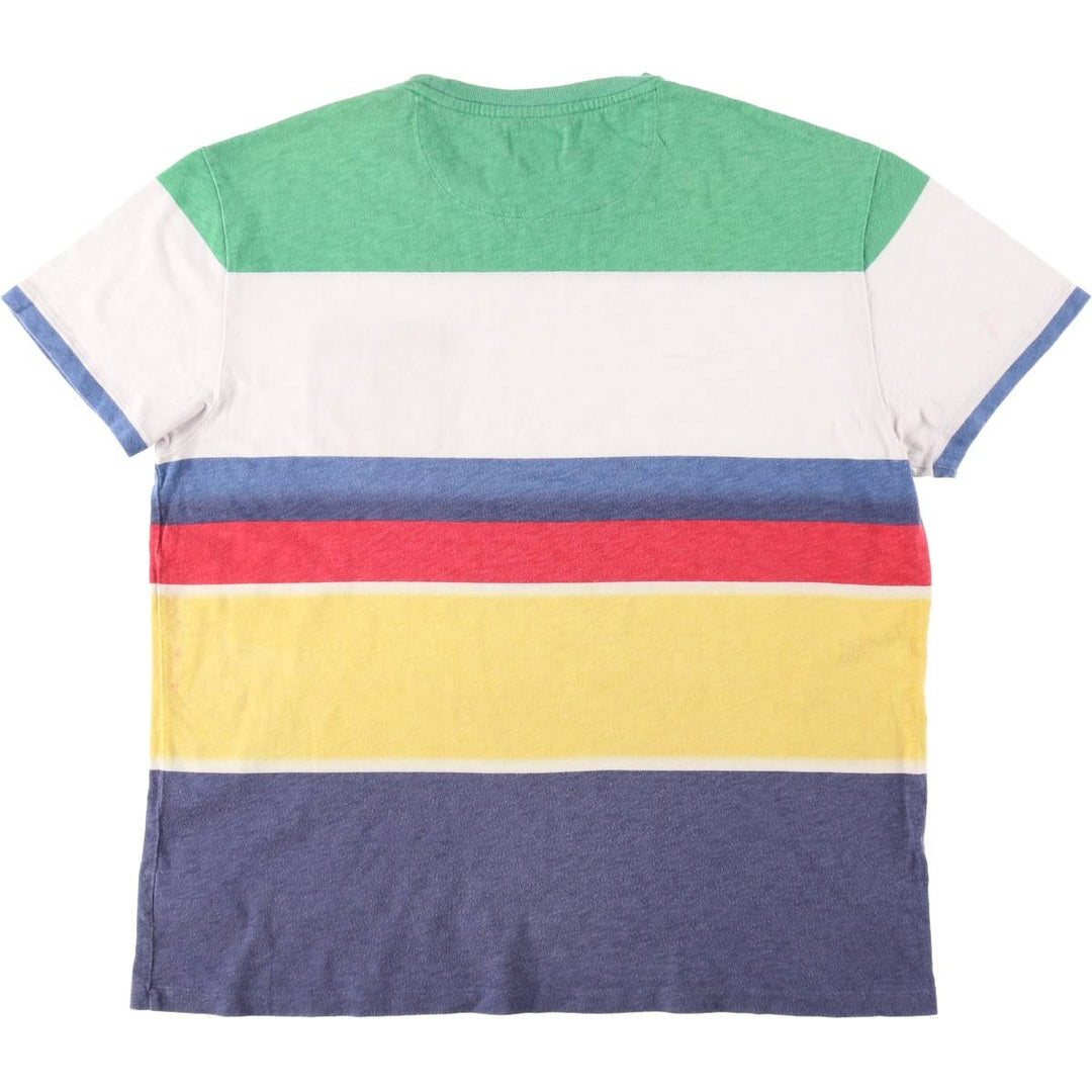Ralph Lauren POLO RALPH LAUREN CLASSIC FIT multi-border short-sleeved striped T-shirt, men's size L cotton multicolor Vintage Second Hand