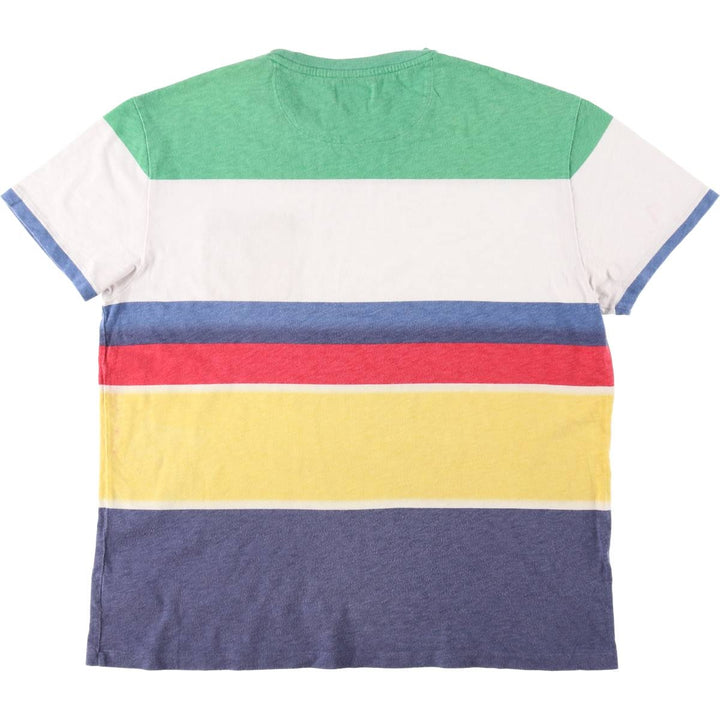 Ralph Lauren POLO RALPH LAUREN CLASSIC FIT multi-border short-sleeved striped T-shirt, men's size L cotton multicolor Vintage Second Hand
