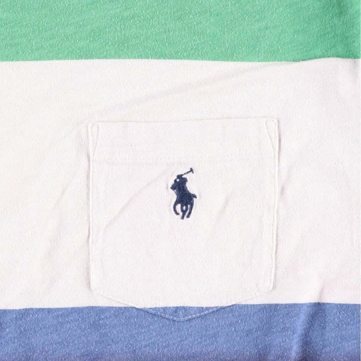 Ralph Lauren POLO RALPH LAUREN CLASSIC FIT multi-border short-sleeved striped T-shirt, men's size L cotton multicolor Vintage Second Hand