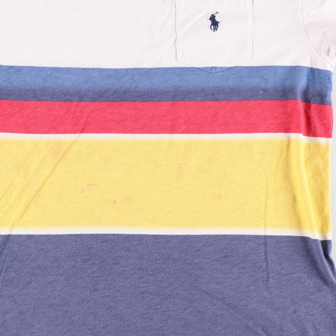 Ralph Lauren POLO RALPH LAUREN CLASSIC FIT multi-border short-sleeved striped T-shirt, men's size L cotton multicolor Vintage Second Hand