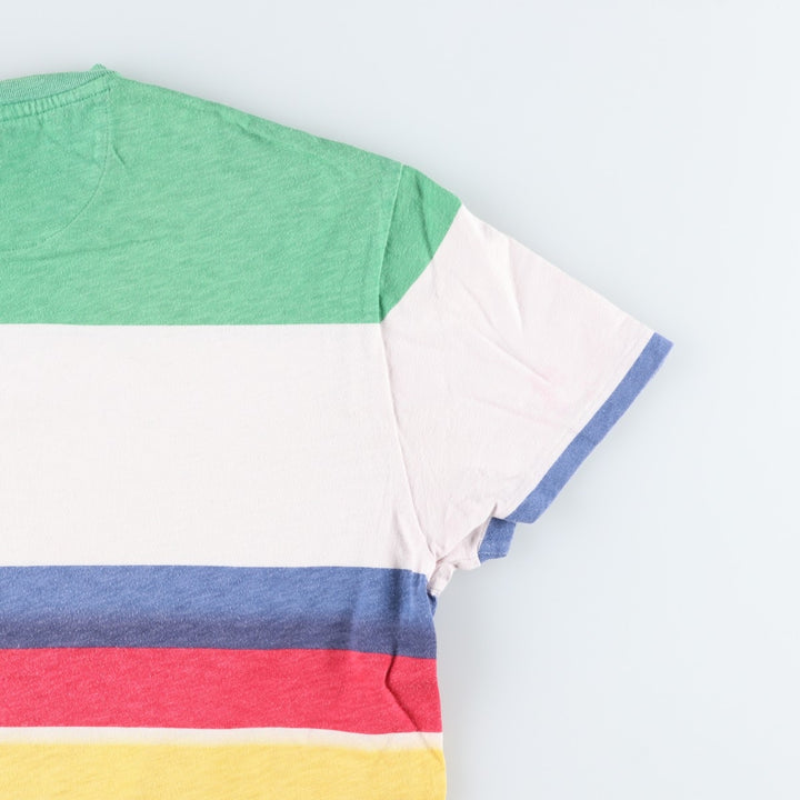 Ralph Lauren POLO RALPH LAUREN CLASSIC FIT multi-border short-sleeved striped T-shirt, men's size L cotton multicolor Vintage Second Hand