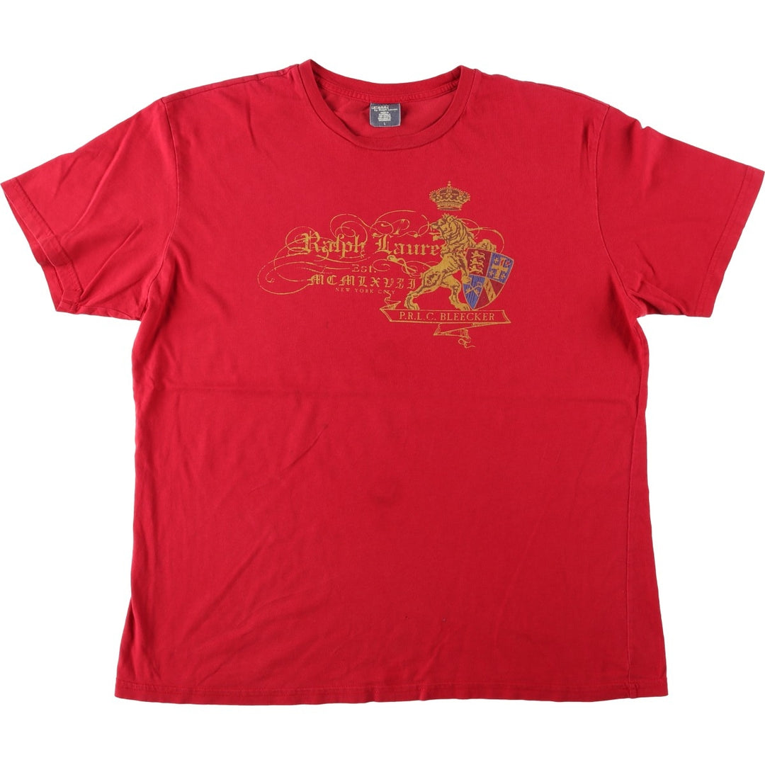 Ralph Lauren POLO by Ralph Lauren Short-Sleeve Printed T-Shirt, Men's Size L (approx.) cotton red type Vintage Second Hand