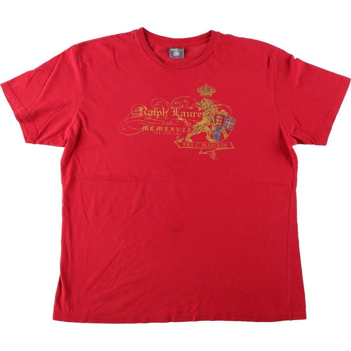 Ralph Lauren POLO by Ralph Lauren Short-Sleeve Printed T-Shirt, Men's Size L (approx.) cotton red type Vintage Second Hand