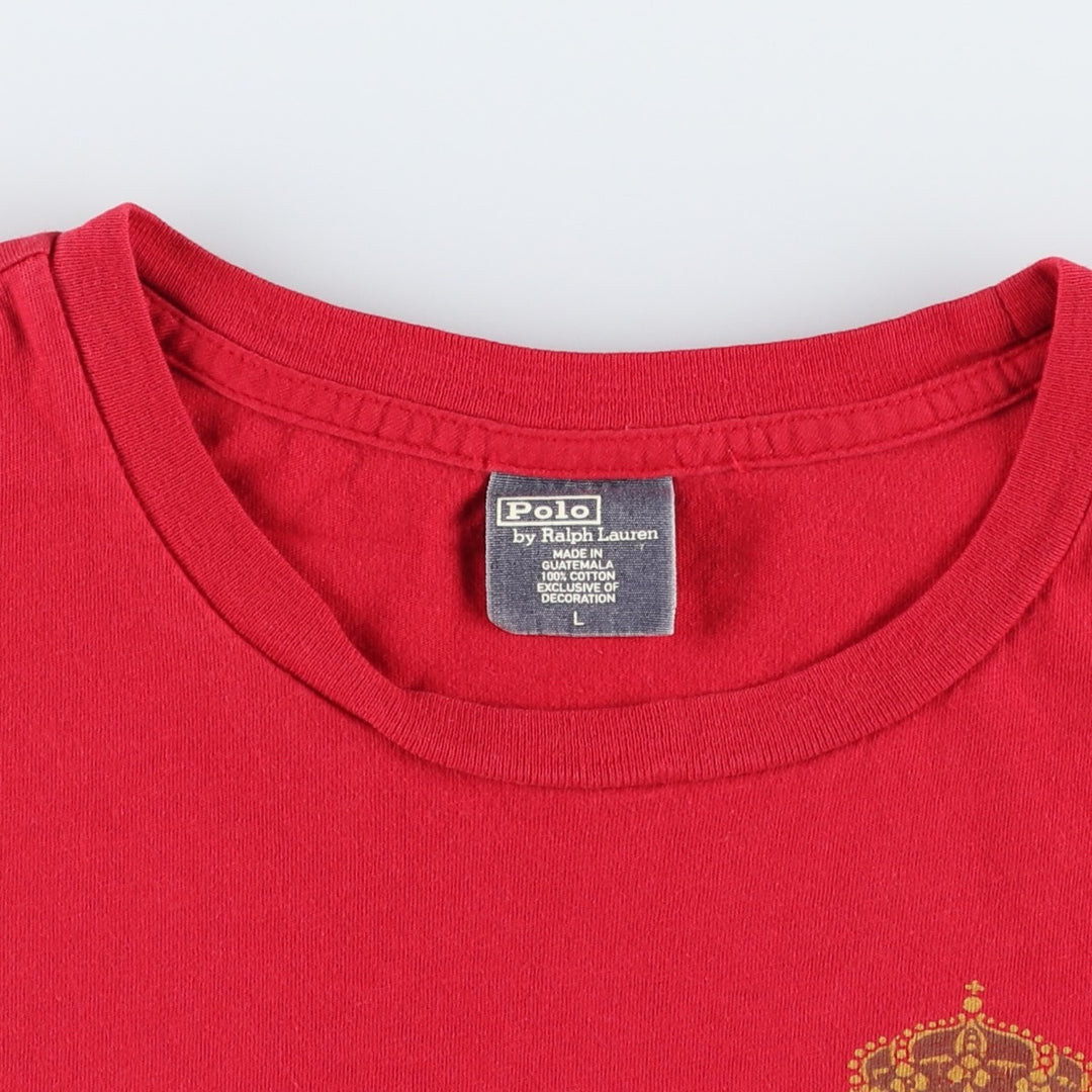 Ralph Lauren POLO by Ralph Lauren Short-Sleeve Printed T-Shirt, Men's Size L (approx.) cotton red type Vintage Second Hand