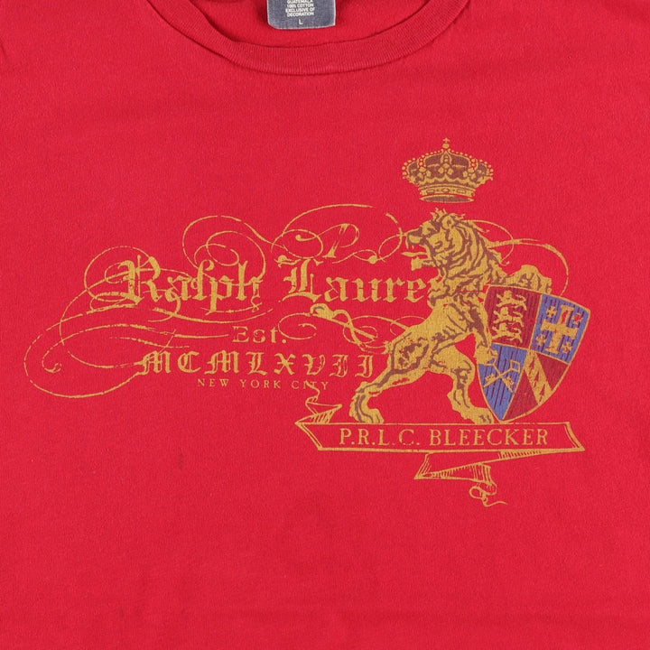 Ralph Lauren POLO by Ralph Lauren Short-Sleeve Printed T-Shirt, Men's Size L (approx.) cotton red type Vintage Second Hand