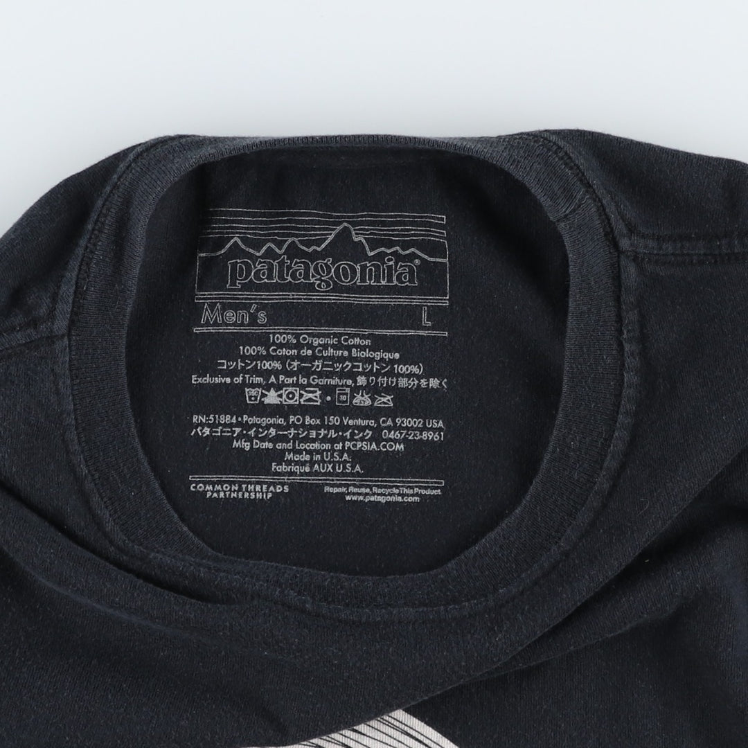 Patagonia Short-Sleeve Logo T-Shirt, Made in USA, Men's Size L (approx.) cotton black type Vintage Second Hand