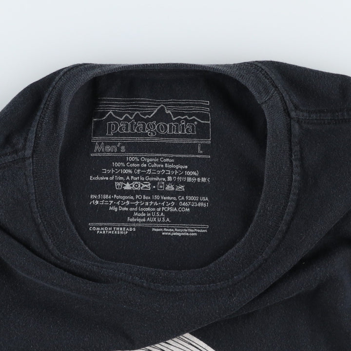 Patagonia Short-Sleeve Logo T-Shirt, Made in USA, Men's Size L (approx.) cotton black type Vintage Second Hand