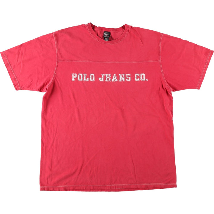 Ralph Lauren POLO JEANS COMPANY Short Sleeve Logo T-Shirt Men's XL cotton red type Vintage Second Hand