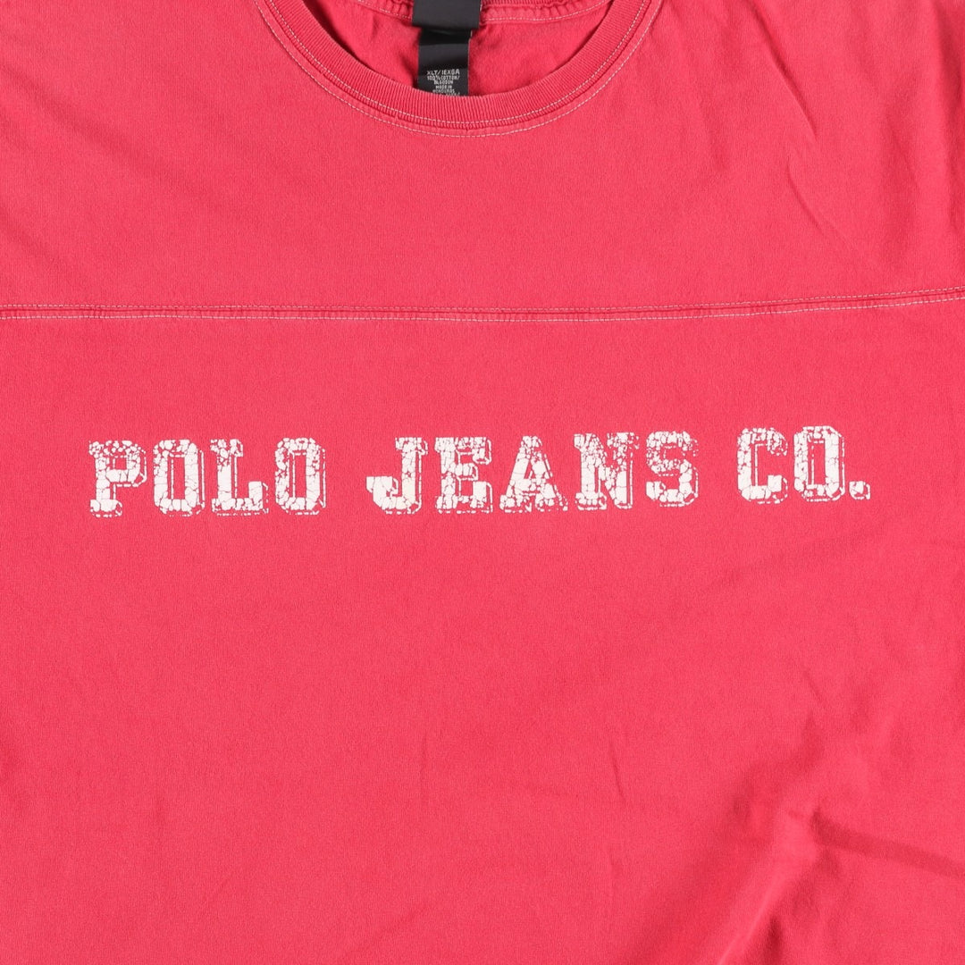 Ralph Lauren POLO JEANS COMPANY Short Sleeve Logo T-Shirt Men's XL cotton red type Vintage Second Hand