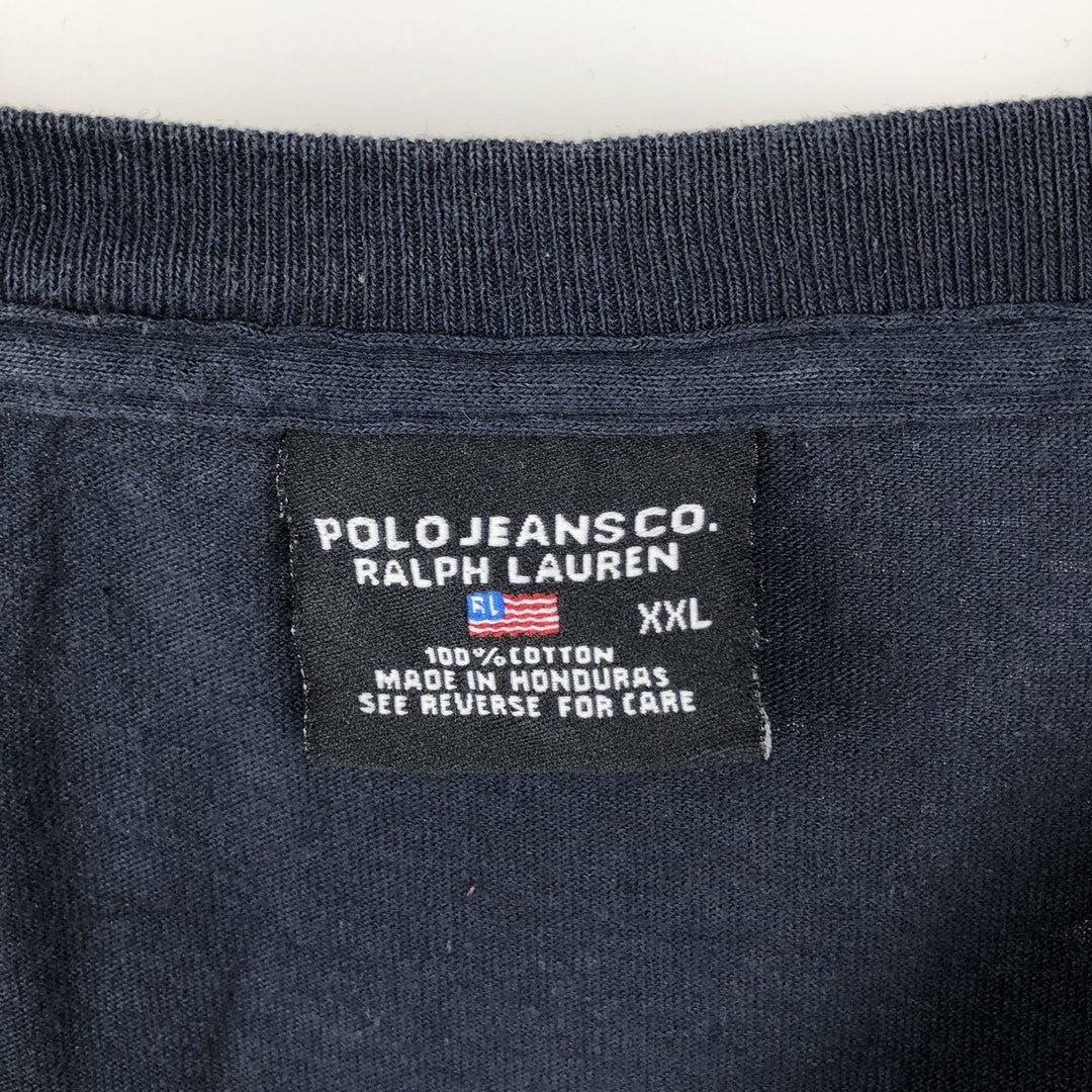 2000'S Ralph Lauren POLO JEANS COMPANY Short-Sleeve Logo T-Shirt, Men's Size XXL (approx.) cotton navy blue type Vintage Second Hand