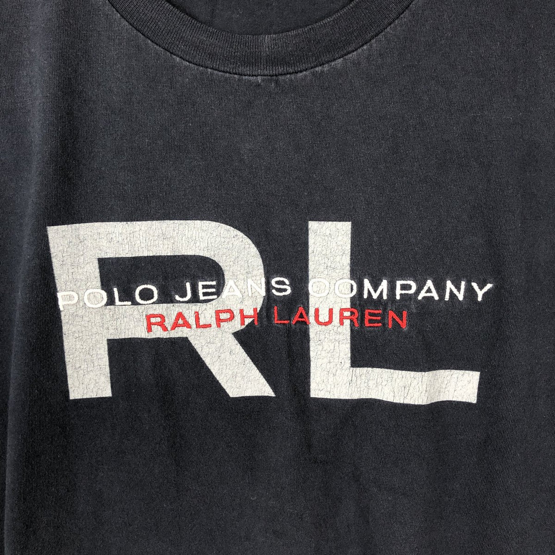 2000'S Ralph Lauren POLO JEANS COMPANY Short-Sleeve Logo T-Shirt, Men's Size XXL (approx.) cotton navy blue type Vintage Second Hand
