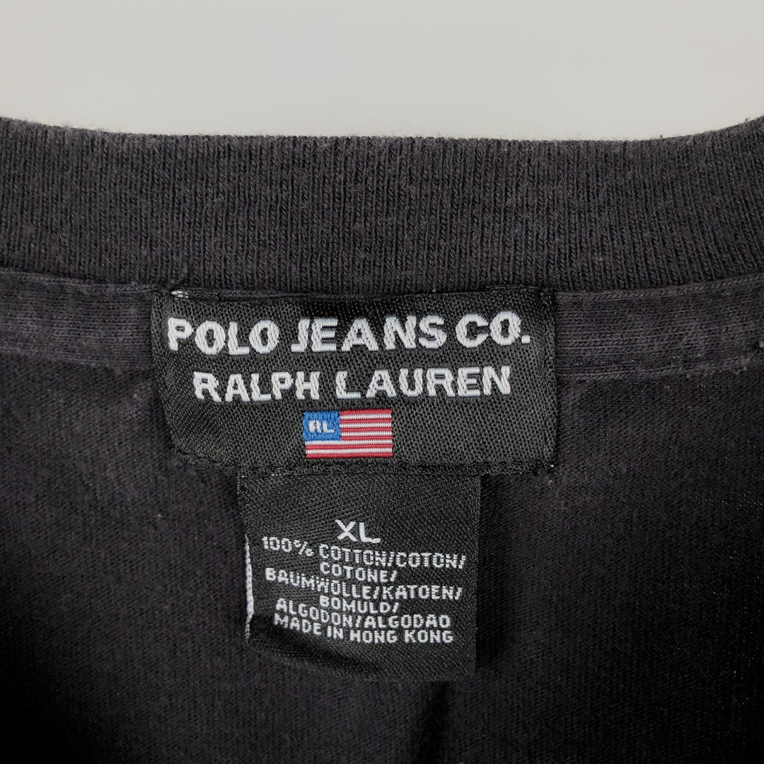 00'S Ralph Lauren POLO JEANS COMPANY short sleeve logo T-shirt men's XL size cotton black type Vintage Second Hand