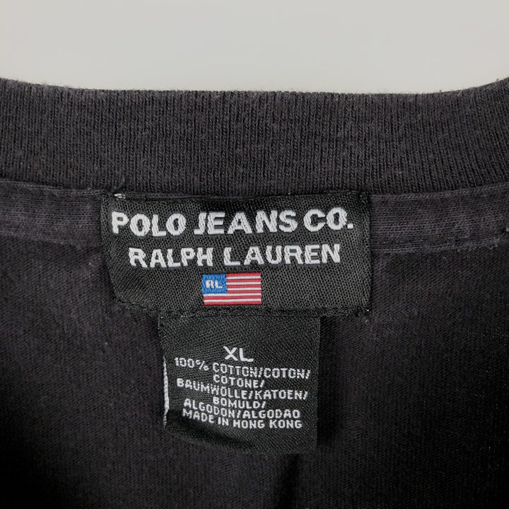 00'S Ralph Lauren POLO JEANS COMPANY short sleeve logo T-shirt men's XL size cotton black type Vintage Second Hand