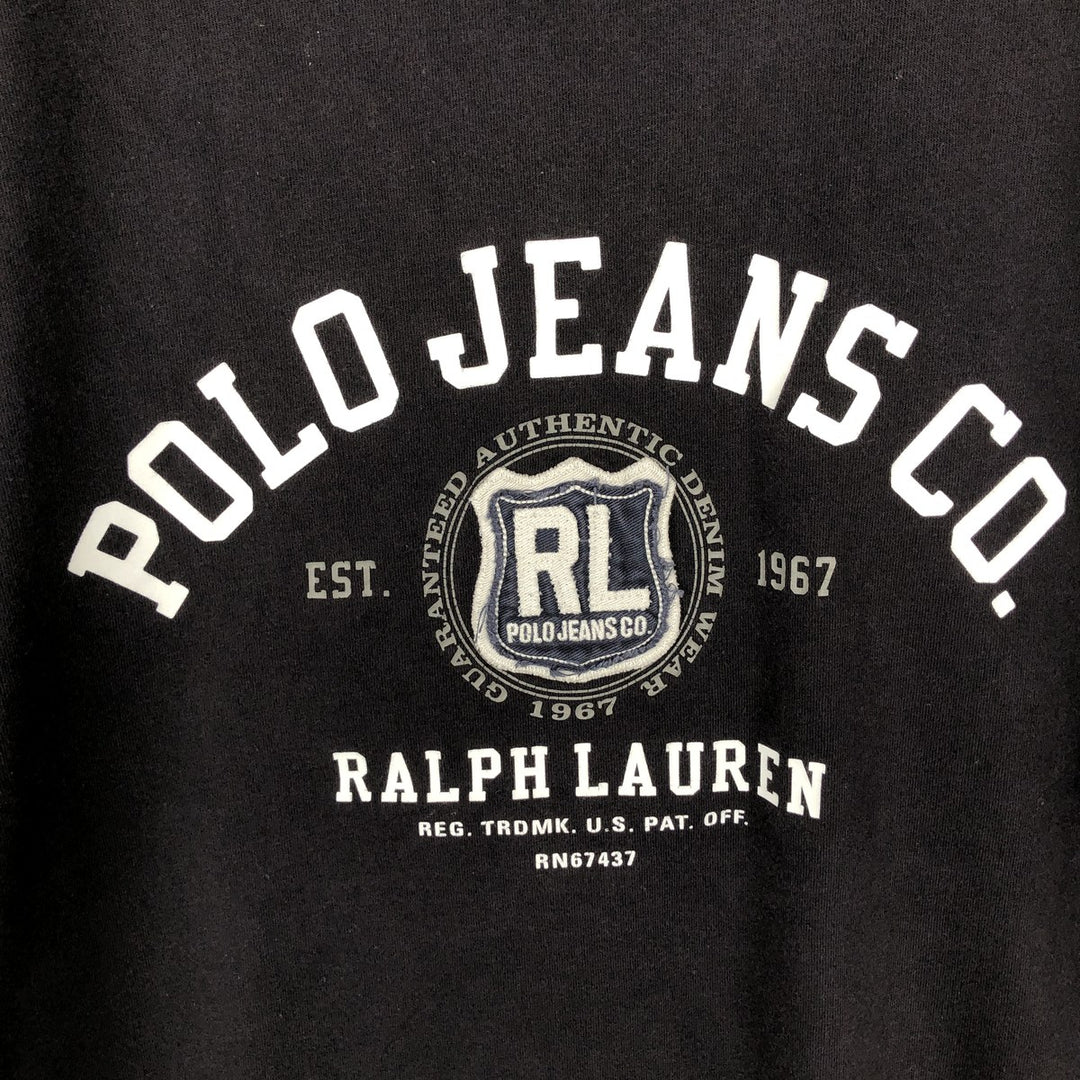 00'S Ralph Lauren POLO JEANS COMPANY short sleeve logo T-shirt men's XL size cotton black type Vintage Second Hand
