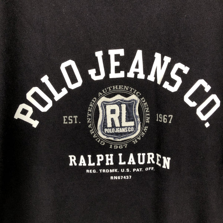 00'S Ralph Lauren POLO JEANS COMPANY short sleeve logo T-shirt men's XL size cotton black type Vintage Second Hand