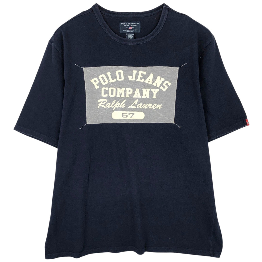 00'S Ralph Lauren POLO JEANS COMPANY short sleeve logo T-shirt men's size L cotton navy blue type Vintage Second Hand