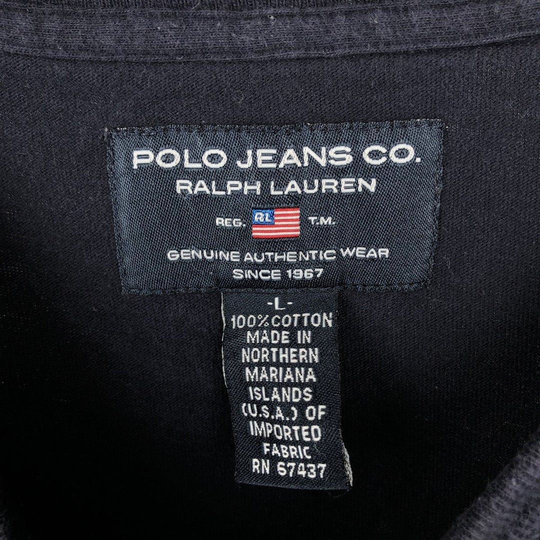 00'S Ralph Lauren POLO JEANS COMPANY short sleeve logo T-shirt men's size L cotton navy blue type Vintage Second Hand