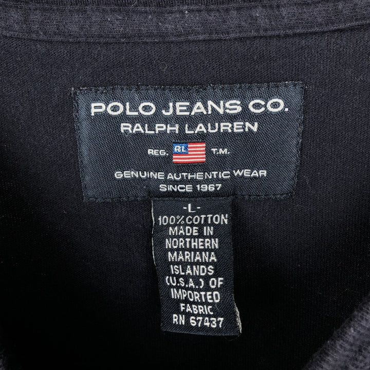 00'S Ralph Lauren POLO JEANS COMPANY short sleeve logo T-shirt men's size L cotton navy blue type Vintage Second Hand