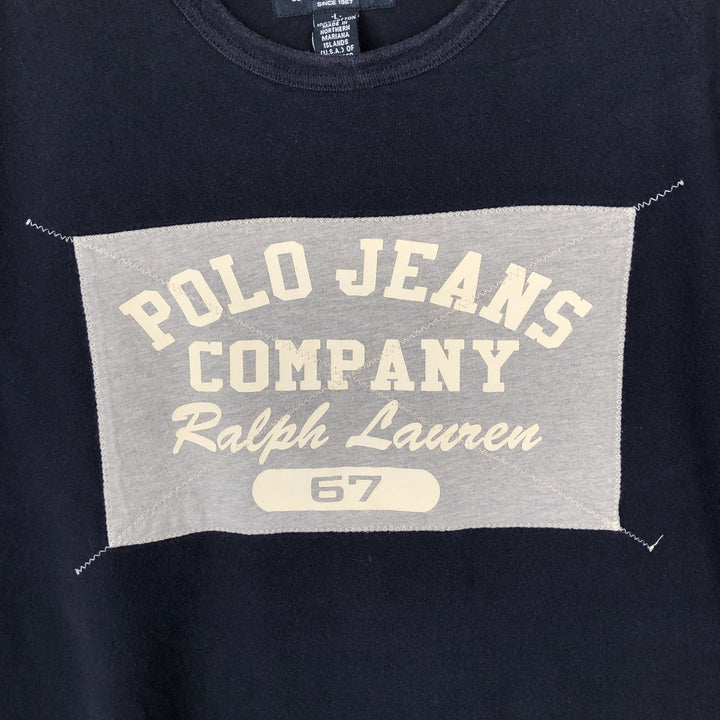 00'S Ralph Lauren POLO JEANS COMPANY short sleeve logo T-shirt men's size L cotton navy blue type Vintage Second Hand