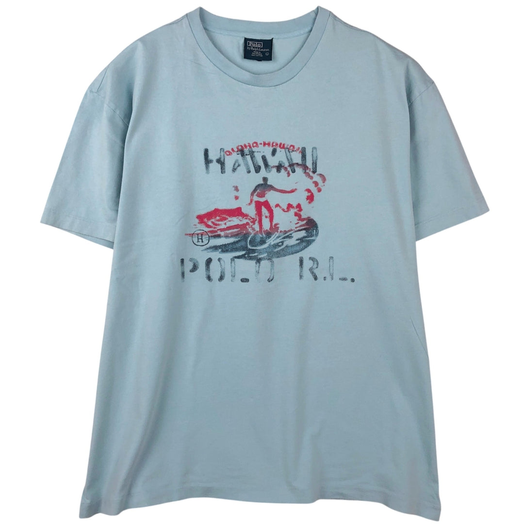 Ralph Lauren POLO by Ralph Lauren Stencil Short-Sleeve Print T-Shirt, Men's Size L (approx.) cotton Blue type light blue Vintage Second Hand