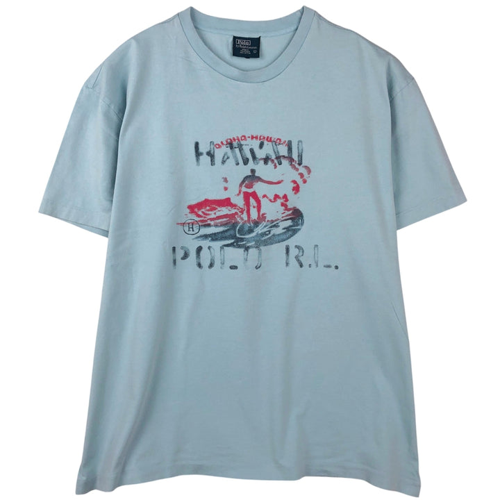 Ralph Lauren POLO by Ralph Lauren Stencil Short-Sleeve Print T-Shirt, Men's Size L (approx.) cotton Blue type light blue Vintage Second Hand