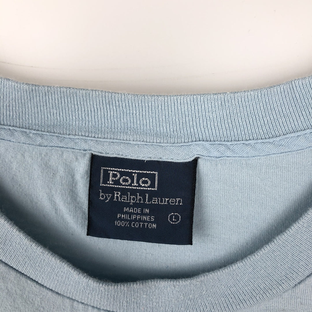 Ralph Lauren POLO by Ralph Lauren Stencil Short-Sleeve Print T-Shirt, Men's Size L (approx.) cotton Blue type light blue Vintage Second Hand