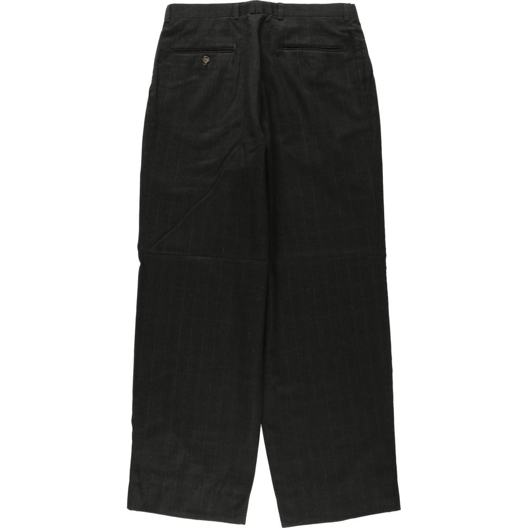 ~90'S Check Pattern Two-Pleat Slacks Pants Men's W32 (approx.) unclear Charcoal Vintage Second Hand