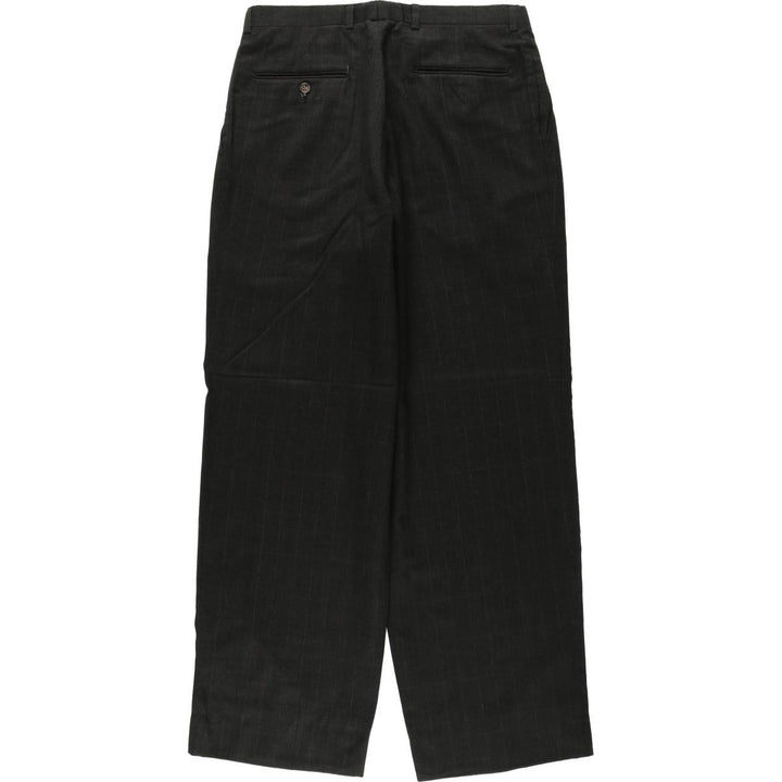 ~90'S Check Pattern Two-Pleat Slacks Pants Men's W32 (approx.) unclear Charcoal Vintage Second Hand