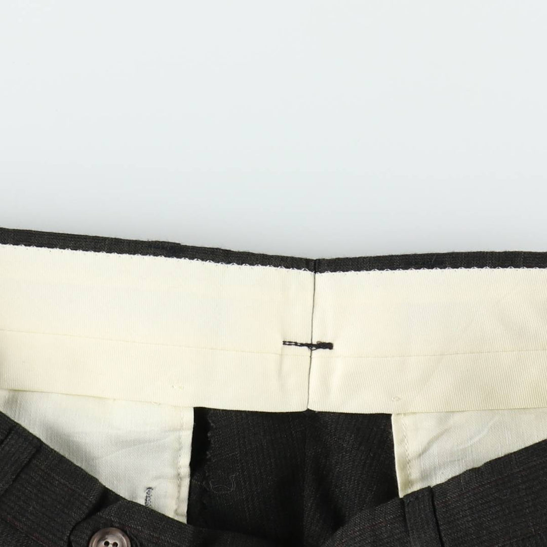 ~90'S Check Pattern Two-Pleat Slacks Pants Men's W32 (approx.) unclear Charcoal Vintage Second Hand