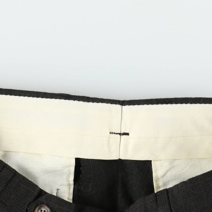 ~90'S Check Pattern Two-Pleat Slacks Pants Men's W32 (approx.) unclear Charcoal Vintage Second Hand