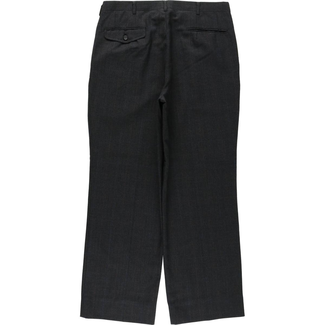 Check Pattern Two-pleat Slacks Pants for Men (W34 equivalent) unclear Charcoal Vintage Second Hand