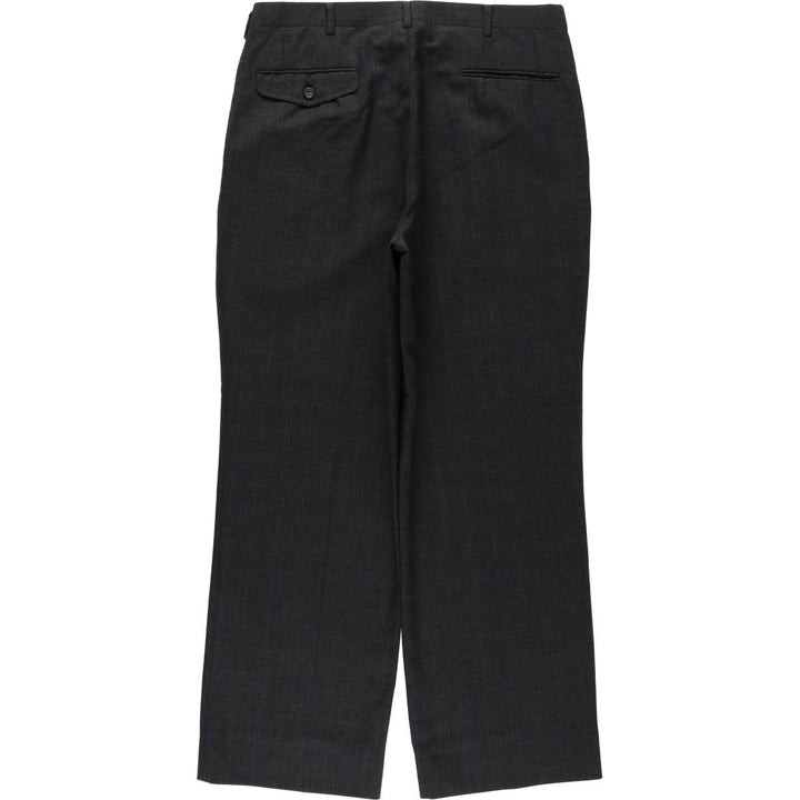Check Pattern Two-pleat Slacks Pants for Men (W34 equivalent) unclear Charcoal Vintage Second Hand