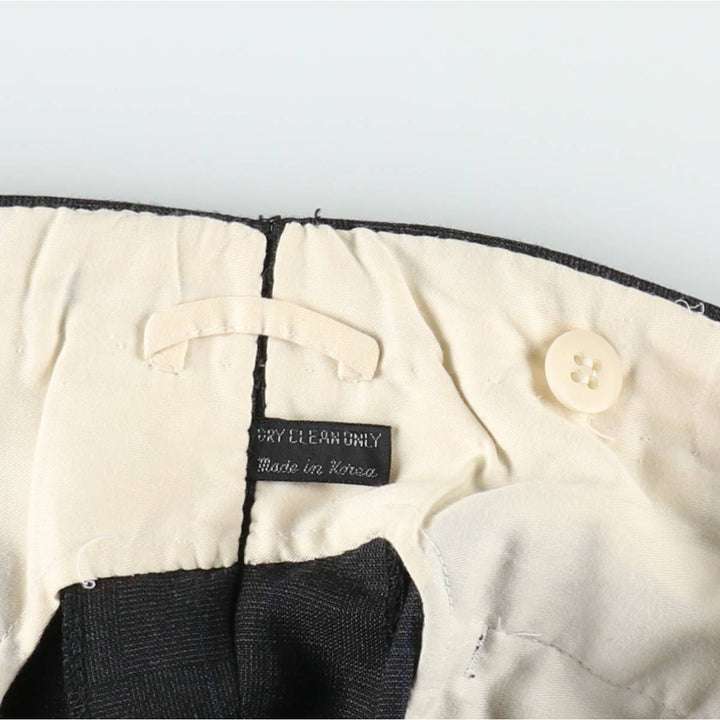 Check Pattern Two-pleat Slacks Pants for Men (W34 equivalent) unclear Charcoal Vintage Second Hand