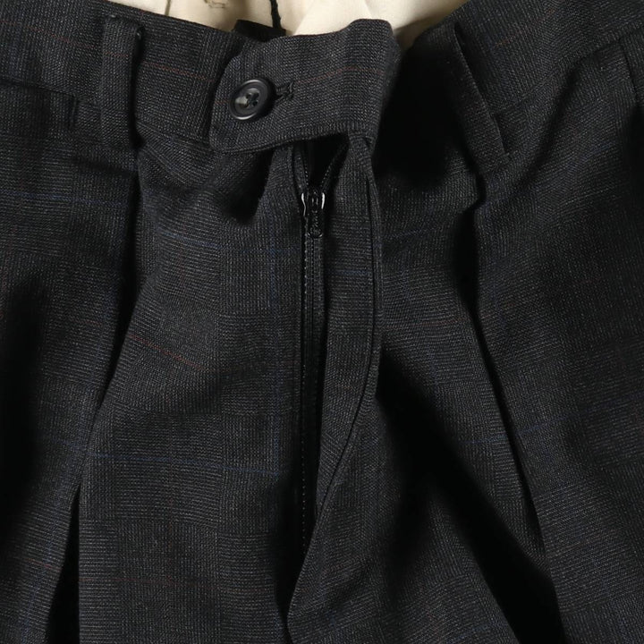 Check Pattern Two-pleat Slacks Pants for Men (W34 equivalent) unclear Charcoal Vintage Second Hand