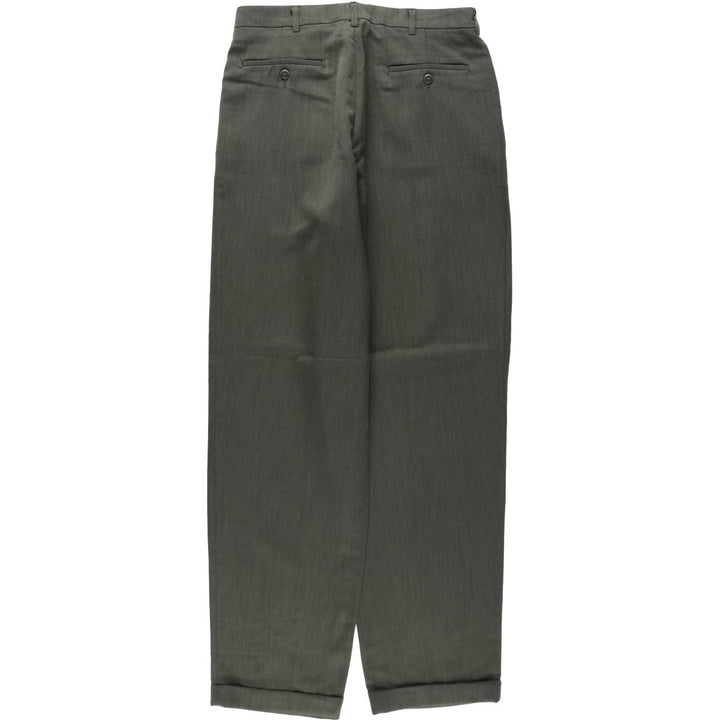 ~90'S SAVANE all-over print three-pleat slacks pants, men's size W31 equivalent. polyester Khaki type Vintage Second Hand