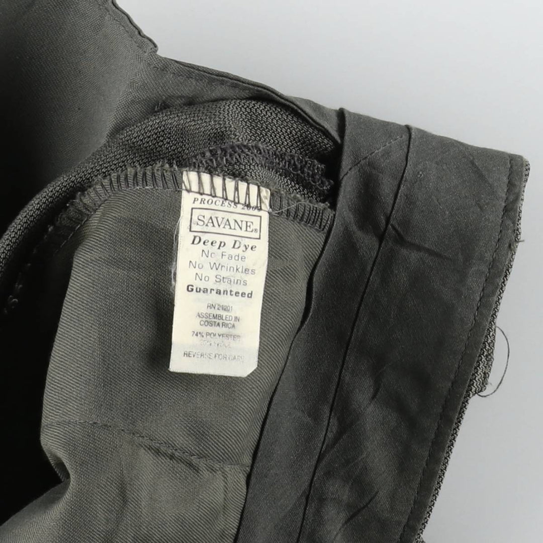 ~90'S SAVANE all-over print three-pleat slacks pants, men's size W31 equivalent. polyester Khaki type Vintage Second Hand