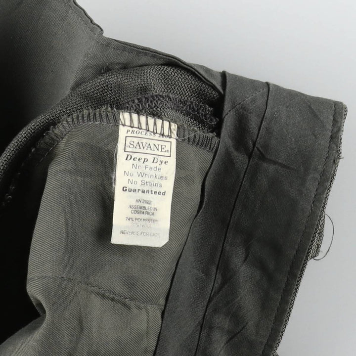 ~90'S SAVANE all-over print three-pleat slacks pants, men's size W31 equivalent. polyester Khaki type Vintage Second Hand