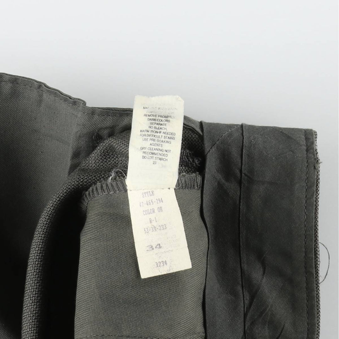 ~90'S SAVANE all-over print three-pleat slacks pants, men's size W31 equivalent. polyester Khaki type Vintage Second Hand