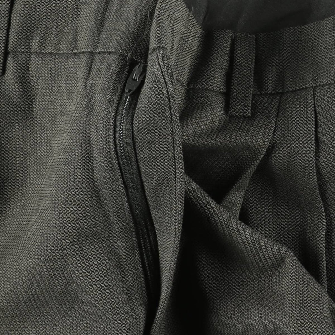 ~90'S SAVANE all-over print three-pleat slacks pants, men's size W31 equivalent. polyester Khaki type Vintage Second Hand