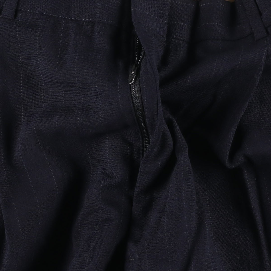 Stripe Pattern Two-pleat Slacks Pants Men's W32 Vintage unclear navy blue type Vintage Second Hand