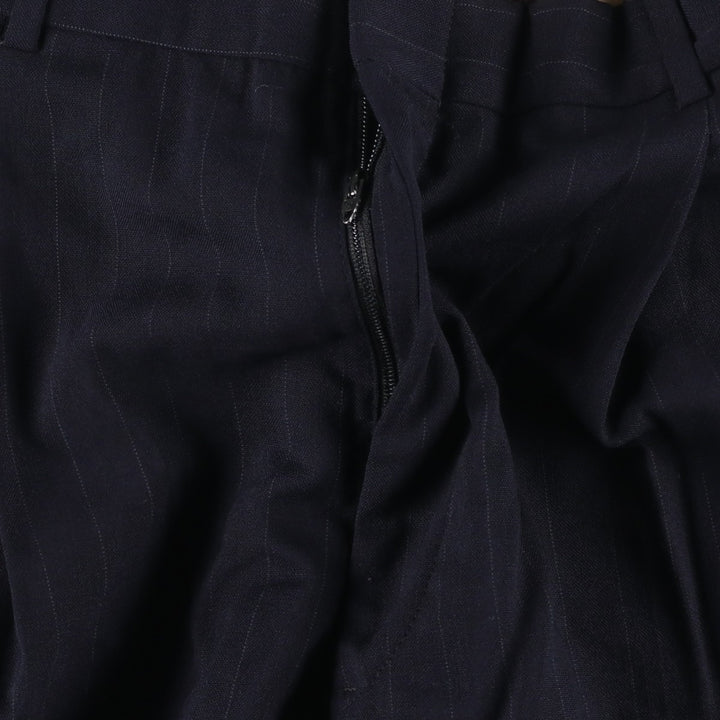 Stripe Pattern Two-pleat Slacks Pants Men's W32 Vintage unclear navy blue type Vintage Second Hand