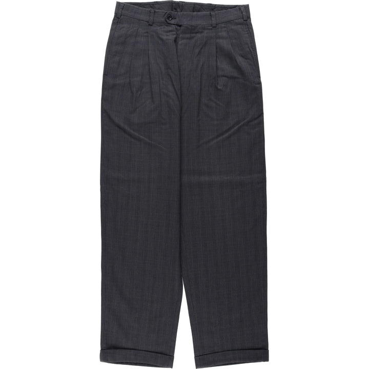 Gun club check two-pleat slacks pants, men's size W32 (approx.), vintage. unclear Charcoal Vintage Second Hand