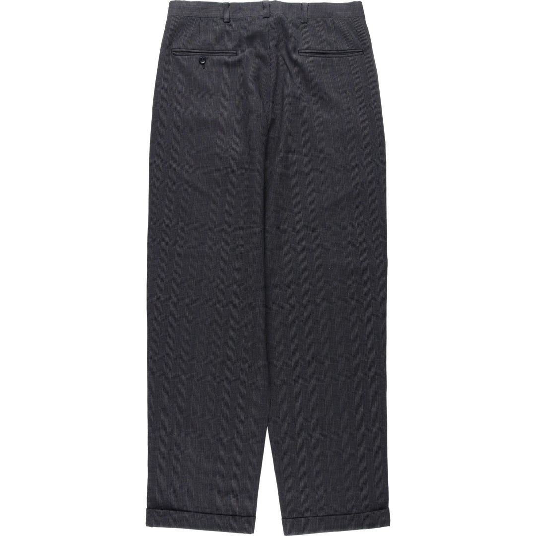 Gun club check two-pleat slacks pants, men's size W32 (approx.), vintage. unclear Charcoal Vintage Second Hand