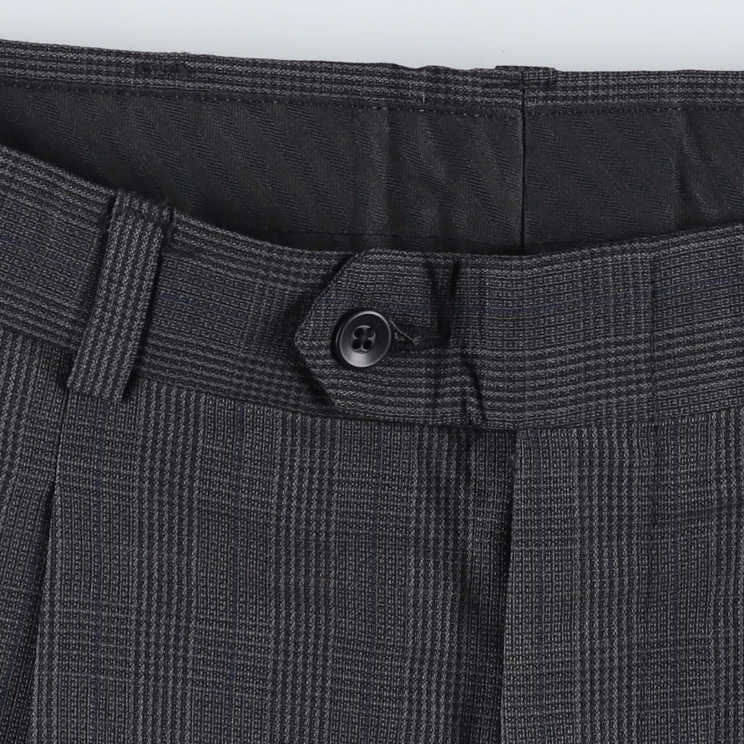 Gun club check two-pleat slacks pants, men's size W32 (approx.), vintage. unclear Charcoal Vintage Second Hand